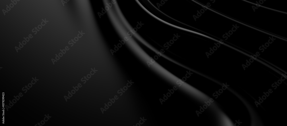 3d soft black waves background. Dark silk crumples. Elegant minimalistic satin ripples backdrop. 3d render illustration 3d soft black waves background. Dark silk crumples. Elegant minimalistic satin ripples backdrop. 3d render illustration