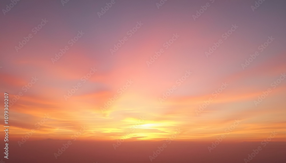 Obraz premium A breathtaking sunrise sky with pink and orange hues over horizon in soft clouds