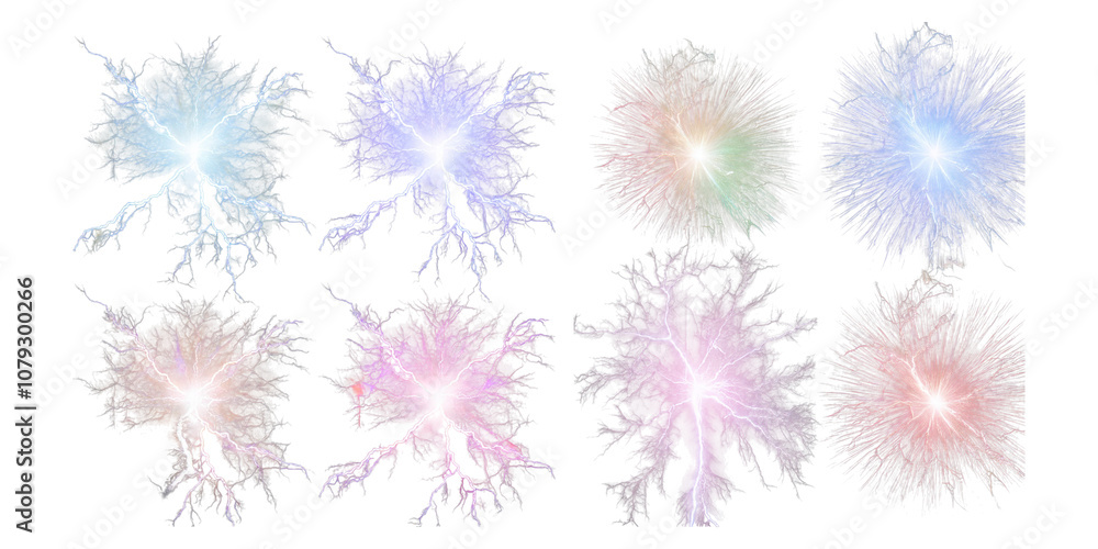 Colorful Lightning Bolts Collection, set collection, mega bundle, isolated on transparent background Colorful Lightning Bolts Collection, set collection, mega bundle, isolated on transparent background