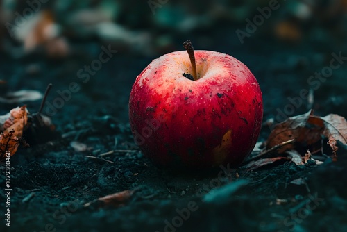 A rotten apple on the ground, high-resolution photography, stock photo,... photo