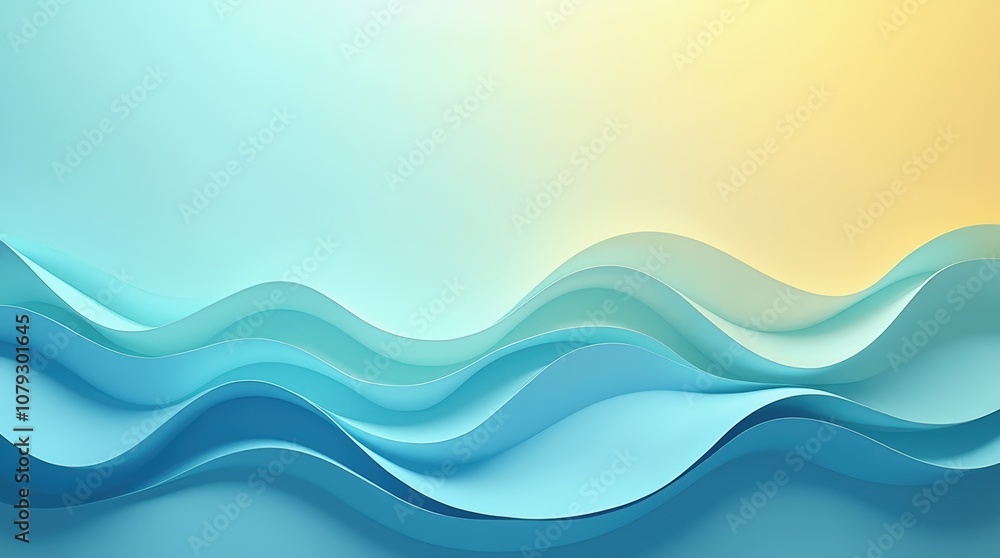 Abstract Blue Ocean Waves Paper Cut Style Summer Background Abstract Blue Ocean Waves Paper Cut Style Summer Background