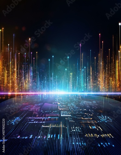 Wallpaper Mural Digital background for tech, AI, data, audio, graphics, and web - horizon Torontodigital.ca