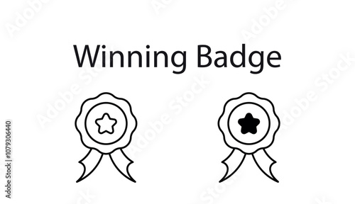 Winning Badge icon design with white background stock illustration