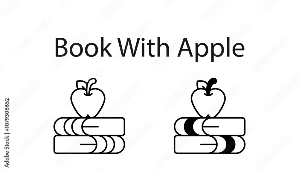 Book With Apple icon design with white background stock illustration Book With Apple icon design with white background stock illustration