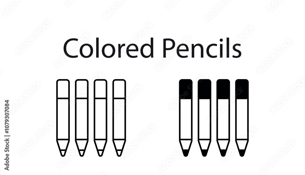 Colored Pencils icon design with white background stock illustration Colored Pencils icon design with white background stock illustration