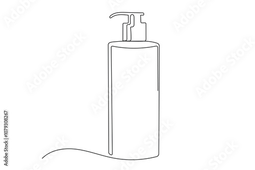 Line Art Lotion Tube Bottle Silhouette Icon. One Continuous Line Drawing. Editable Vector Thin Doodle Stroke Sketch. Skincare and Everyday Beauty Routine Concept.