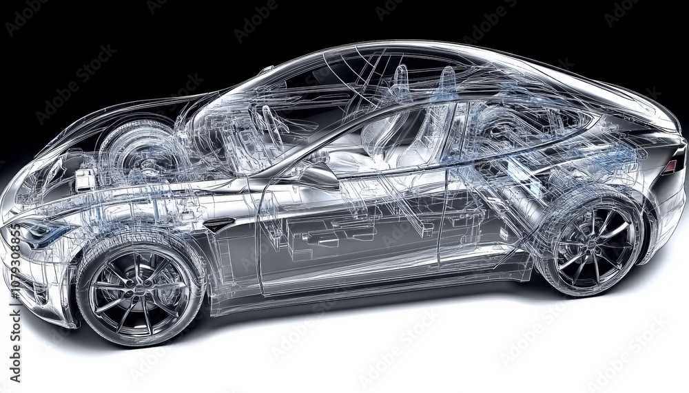 Naklejka premium Electric Car X-Ray Unveiling the Future of Automotive Engineering and Sustainable Transportation