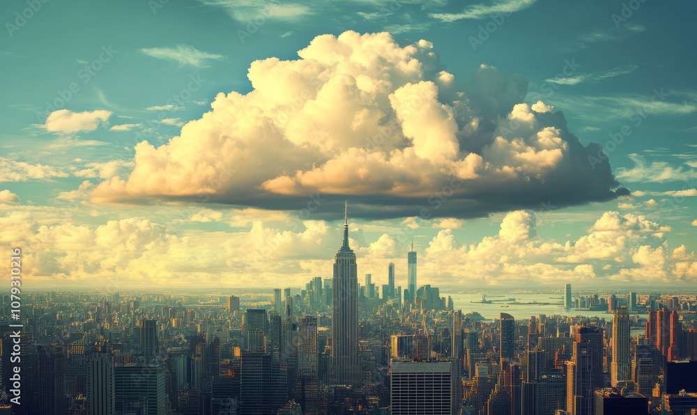 Obraz premium Cloud Computing Over Cityscape