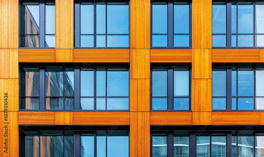A modern skyscraper with large glass windows juxtaposed with a unique wooden facade, reflecting the urban architectural trend A modern skyscraper with large glass windows juxtaposed with a unique wooden facade, reflecting the urban architectural trend