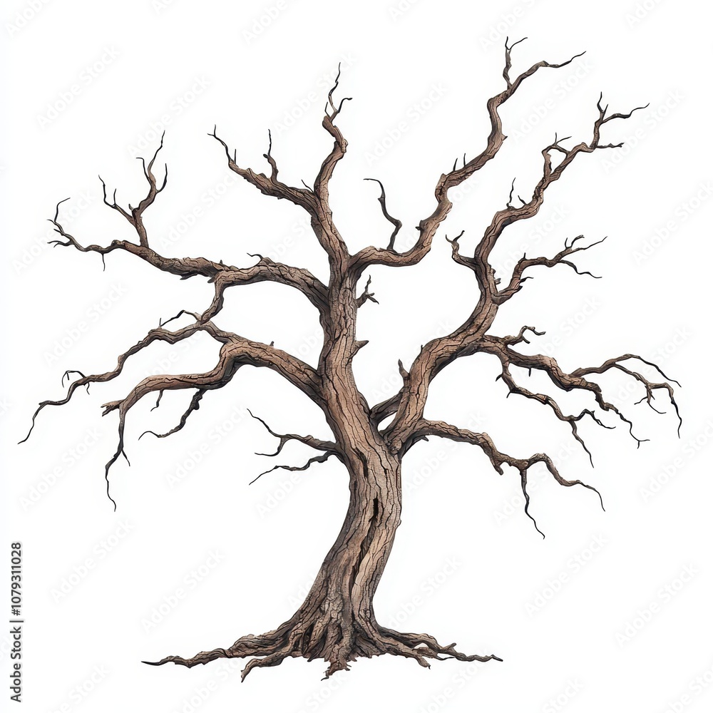 A gnarled, leafless tree with twisted branches, conveying a sense of age and resilience against a plain background. A gnarled, leafless tree with twisted branches, conveying a sense of age and resilience against a plain background.