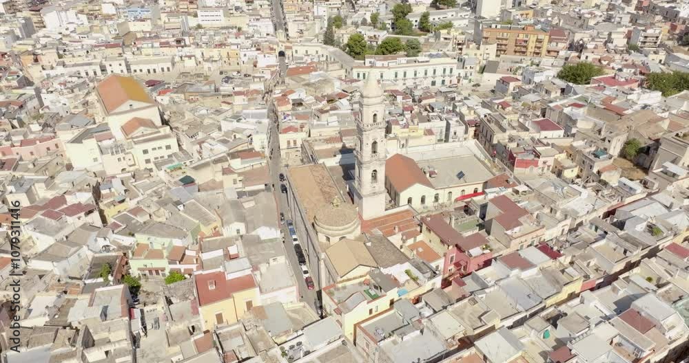 Aerial view of the bell tower of the church of San Domenico located in Andria, Puglia, Italy. Aerial view of the bell tower of the church of San Domenico located in Andria, Puglia, Italy.