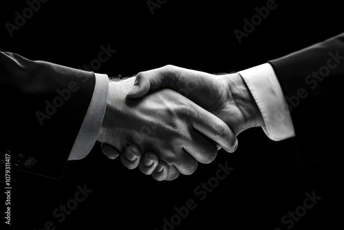 Two men shake hands in a business meeting