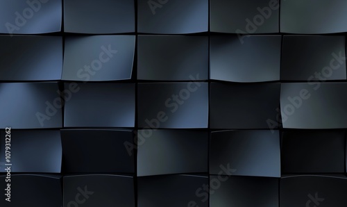 Abstract Black 3D panels , Minimal geometric background