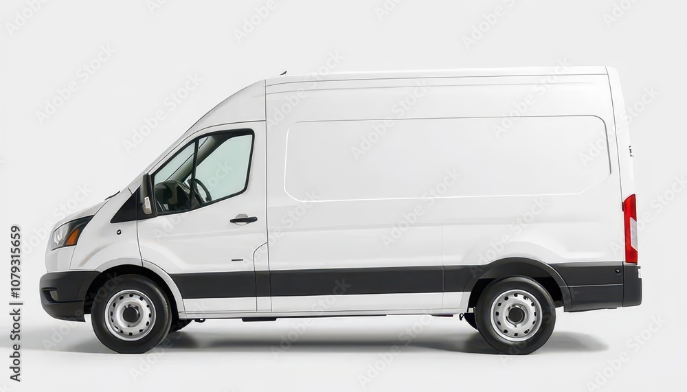 Medium white truck isolated on white background