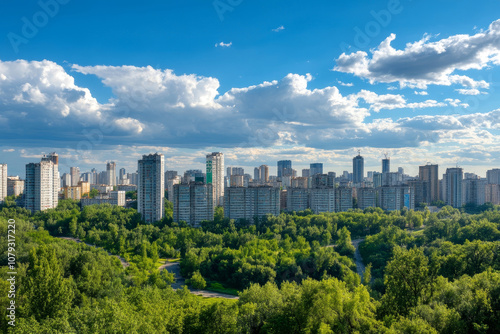 Photo of city skyline with skyscrapers