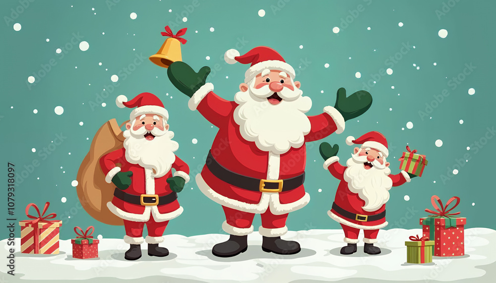Santa Claus abstract background winter holidays, Collection of cute Christmas Santa Claus isolated Santa Claus abstract background winter holidays, Collection of cute Christmas Santa Claus isolated