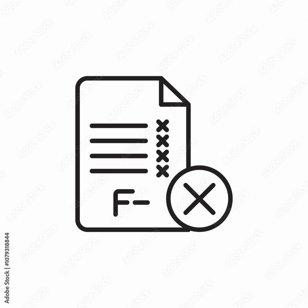 F minus grade mark icon sign vector F minus grade mark icon sign vector