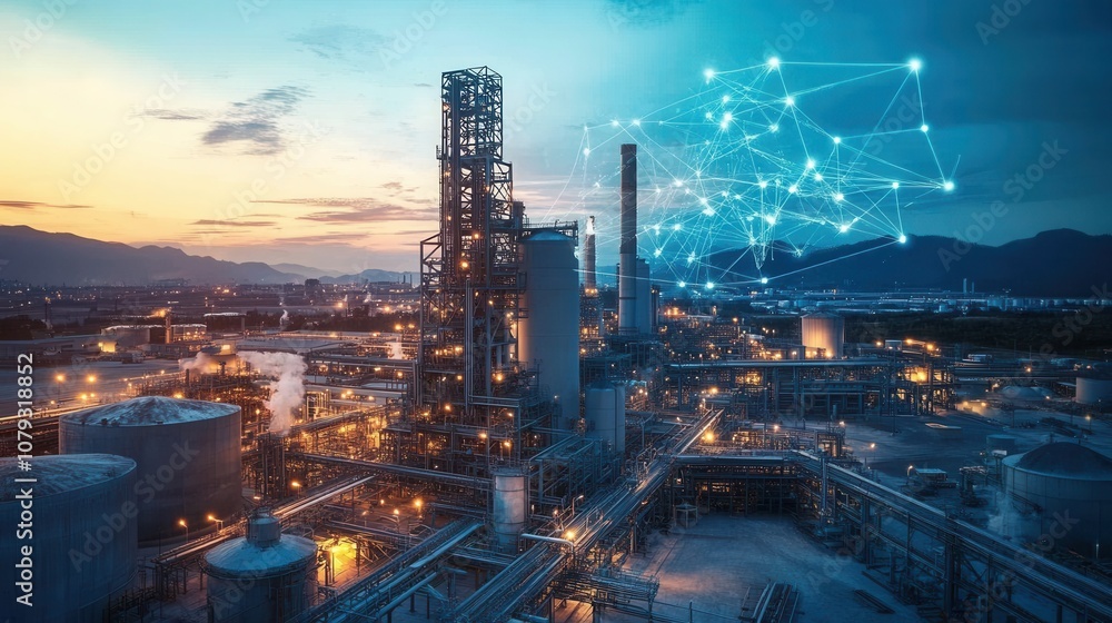 Fototapeta premium AI in cement production, regulating kiln temperatures for consistency and efficiency