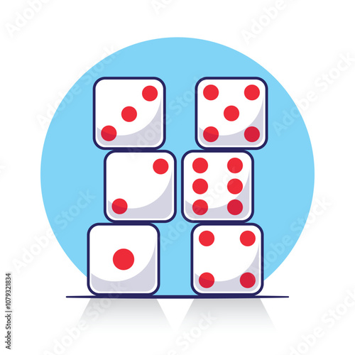 Cute cartoon vector icon, symbol, mascot, object of casino dice or cube  game play roll on board games. Game gambling poker entertainment