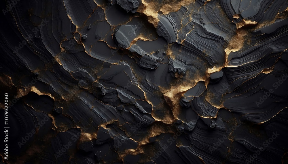 Charcoal texture with gold veins, marble black background Charcoal texture with gold veins, marble black background