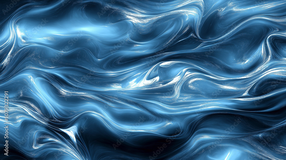 Obraz premium Abstract fluid texture in shimmering blue tones.