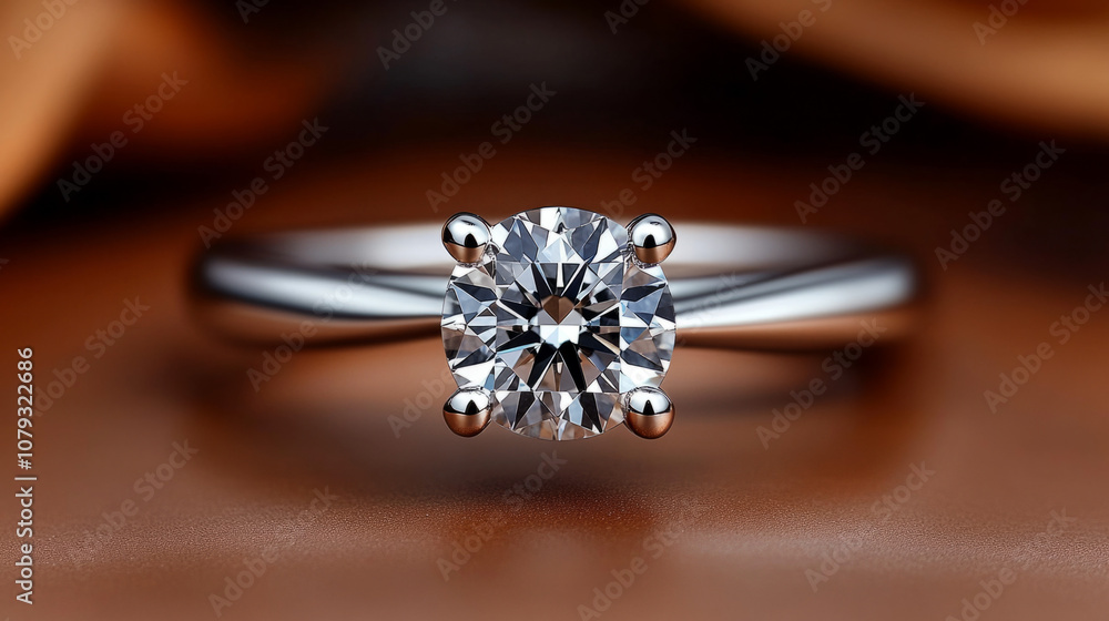 Elegant diamond engagement ring on a wooden surface with soft lighting Elegant diamond engagement ring on a wooden surface with soft lighting