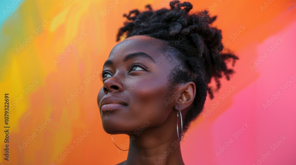 Amidst a spectrum of colors, a determined LGBTQ student's poised posture signifies their courage and determination Amidst a spectrum of colors, a determined LGBTQ student's poised posture signifies their courage and determination