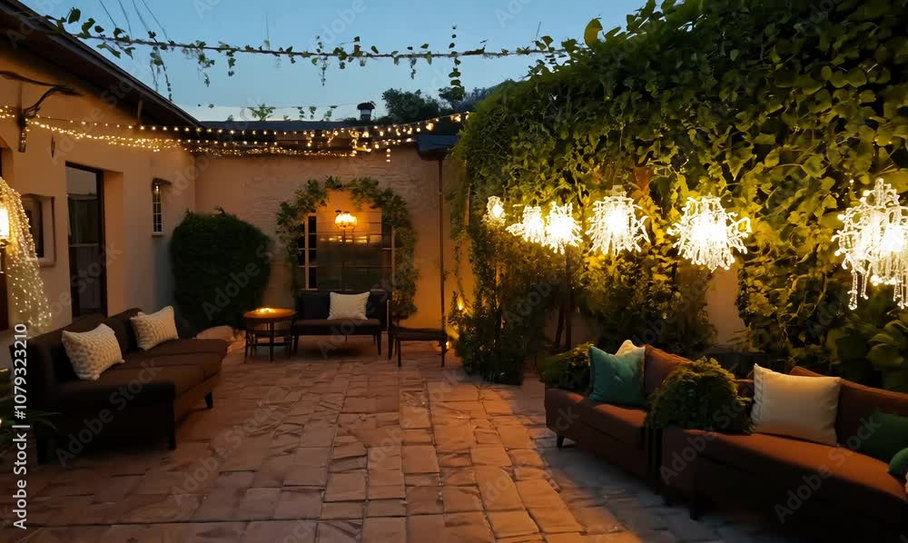 charming outdoor patio enhanced by flicker wall lights charming outdoor patio enhanced by flicker wall lights