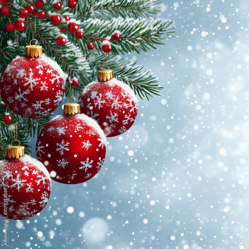 Naklejka premium Christmas snowy background with soft snowflakes and a winter atmosphere