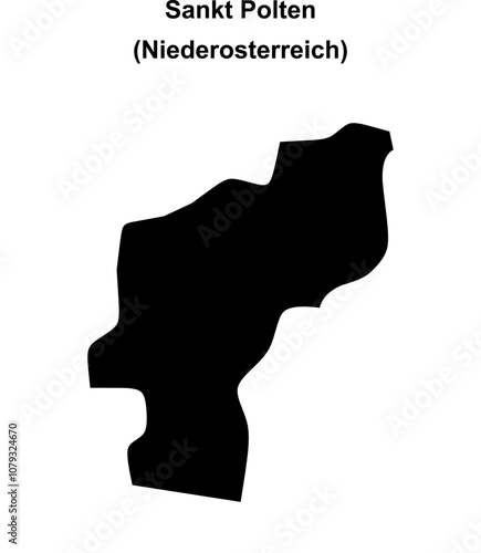 Sankt Polten blank outline map photo