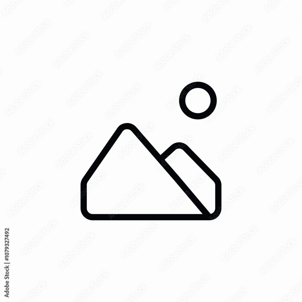 mountains landscape sun icon sign vector mountains landscape sun icon sign vector