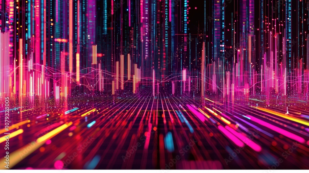 A vibrant abstract image depicting colorful vertical lines and luminous beams, creating a sense of digital movement and futuristic depth. A vibrant abstract image depicting colorful vertical lines and luminous beams, creating a sense of digital movement and futuristic depth.