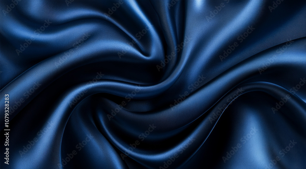 Obraz premium Silken blue fabric elegantly draped and twisted in soft folds