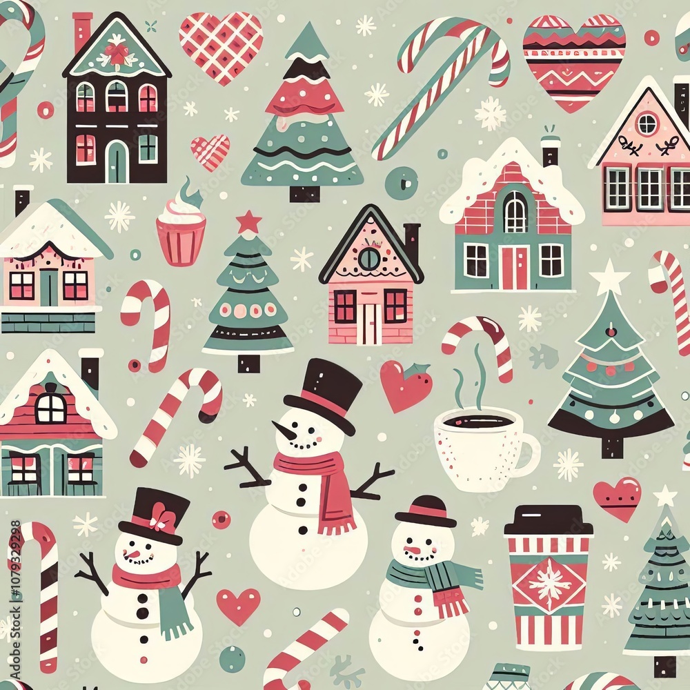 Festive Christmas Design of Wrapping Paper Festive Christmas Design of Wrapping Paper
