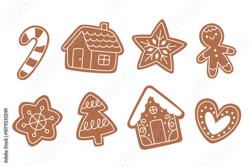 Set of Christmas gingerbread cookies