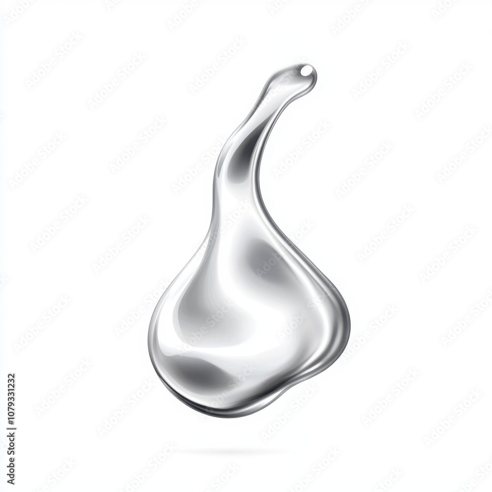 3d shape. Liquid drop with chrome effect.
