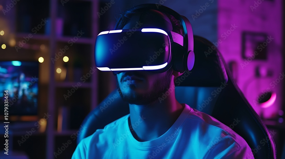 People engaging in immersive virtual reality with VR glasses photo People engaging in immersive virtual reality with VR glasses photo