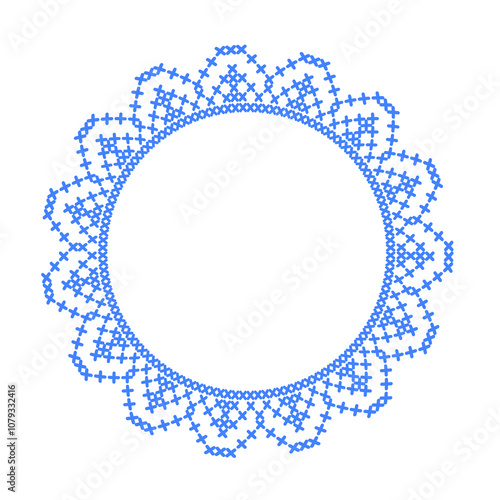 Round frame cross-stitch motifs folk embroidery