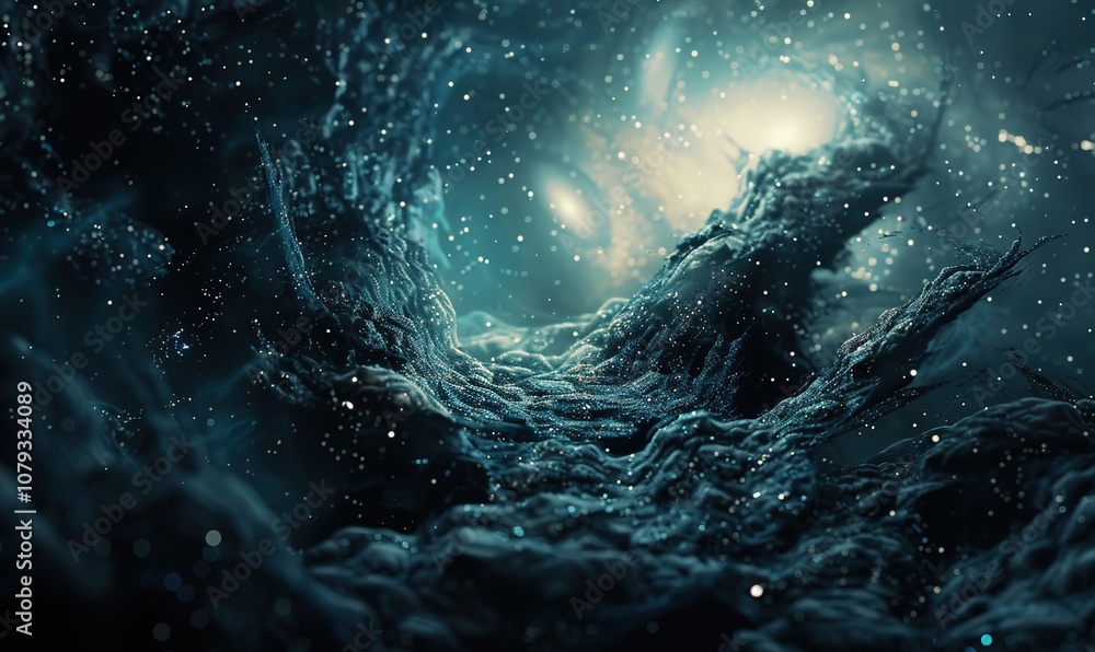Obraz premium view of human silhouette exploring the galaxy looking under the sky amidst the stars ai generated