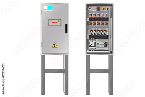 Electrical panel with magnetic contactor and voltage control relay