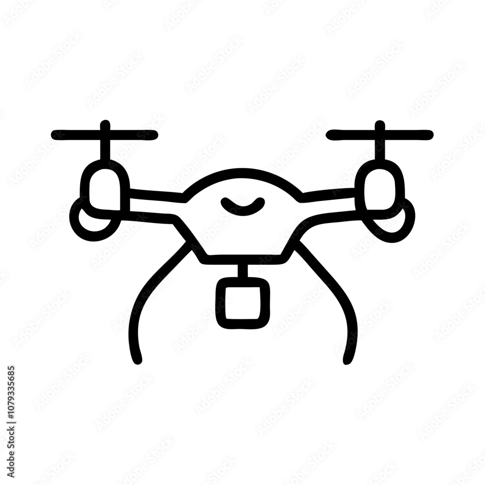 Detailed vector icon illustrating a drone from a top view, showcasing its four propellers and central body, perfect for technology-related projects, educational materials, and graphic designs Detailed vector icon illustrating a drone from a top view, showcasing its four propellers and central body, perfect for technology-related projects, educational materials, and graphic designs