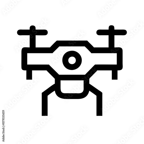 Vector icon of a drone designed for aerial photography and surveillance, showcasing a minimalist style suitable for modern technology-related applications