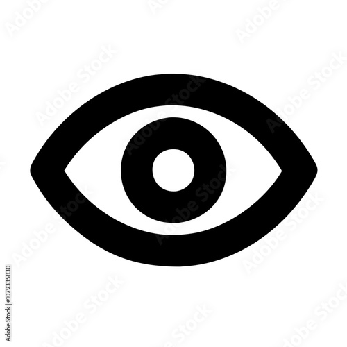 A simplistic vector icon representing an eye symbolizing vision, awareness, and perception in digital communication and design, suitable for various applications and contexts