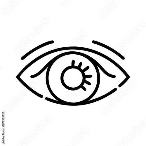 Vector icon of an eye with a stylized pupil illustrating vision and perception, suitable for symbolizing insight in design projects