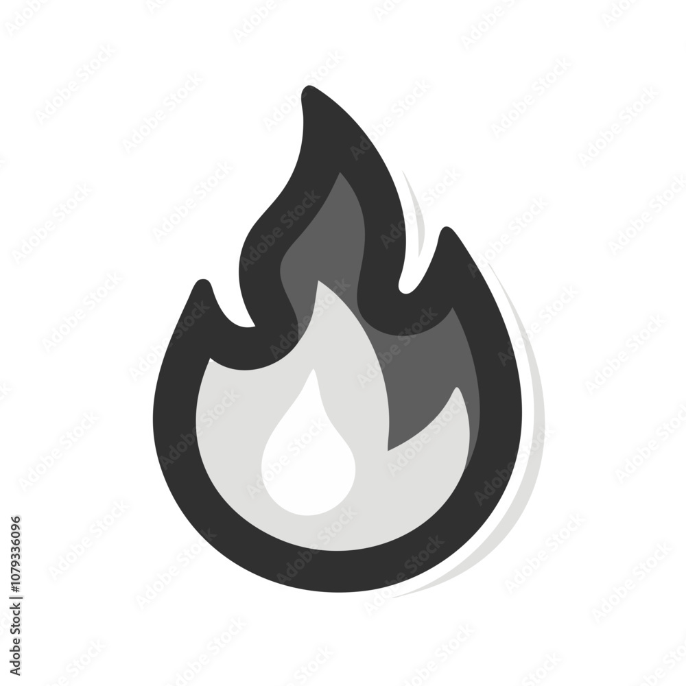 Vector icon depicting a stylized flame design, showcasing a blend of light and dark colors representing fire elements, suitable for various digital applications and design projects Vector icon depicting a stylized flame design, showcasing a blend of light and dark colors representing fire elements, suitable for various digital applications and design projects