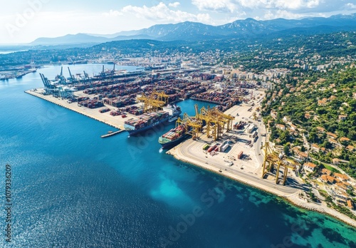 Aerial View of a Busy Seaport