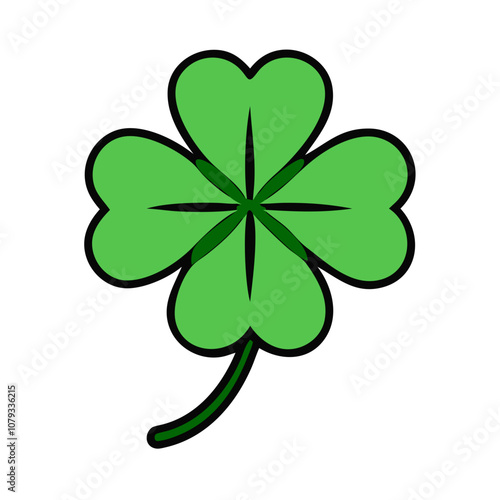 A vibrant vector icon showcasing a four-leafed clover, often associated with good luck, perfect for various digital designs and decorations