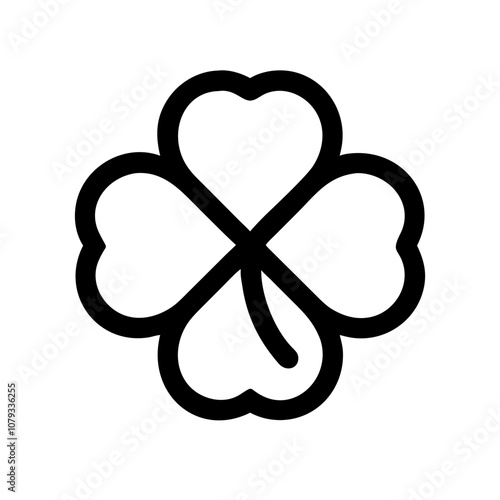 A simple vector icon of a four-leaf clover, representing good luck and prosperity, often associated with Irish culture and strong symbolism for hope and faith