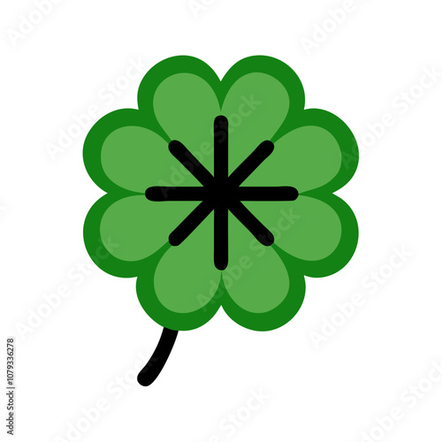 A detailed vector icon of a four-leaf clover symbolizing good luck and prosperity, perfect for use in various digital designs and projects celebrating nature and fortune