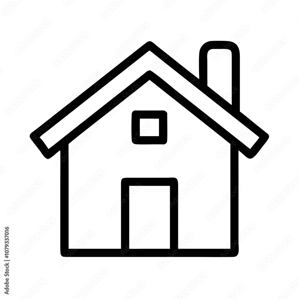 Simple vector icon of a house representing home, shelter, or residential property, suitable for use in design projects or web applications to convey comfort and security Simple vector icon of a house representing home, shelter, or residential property, suitable for use in design projects or web applications to convey comfort and security